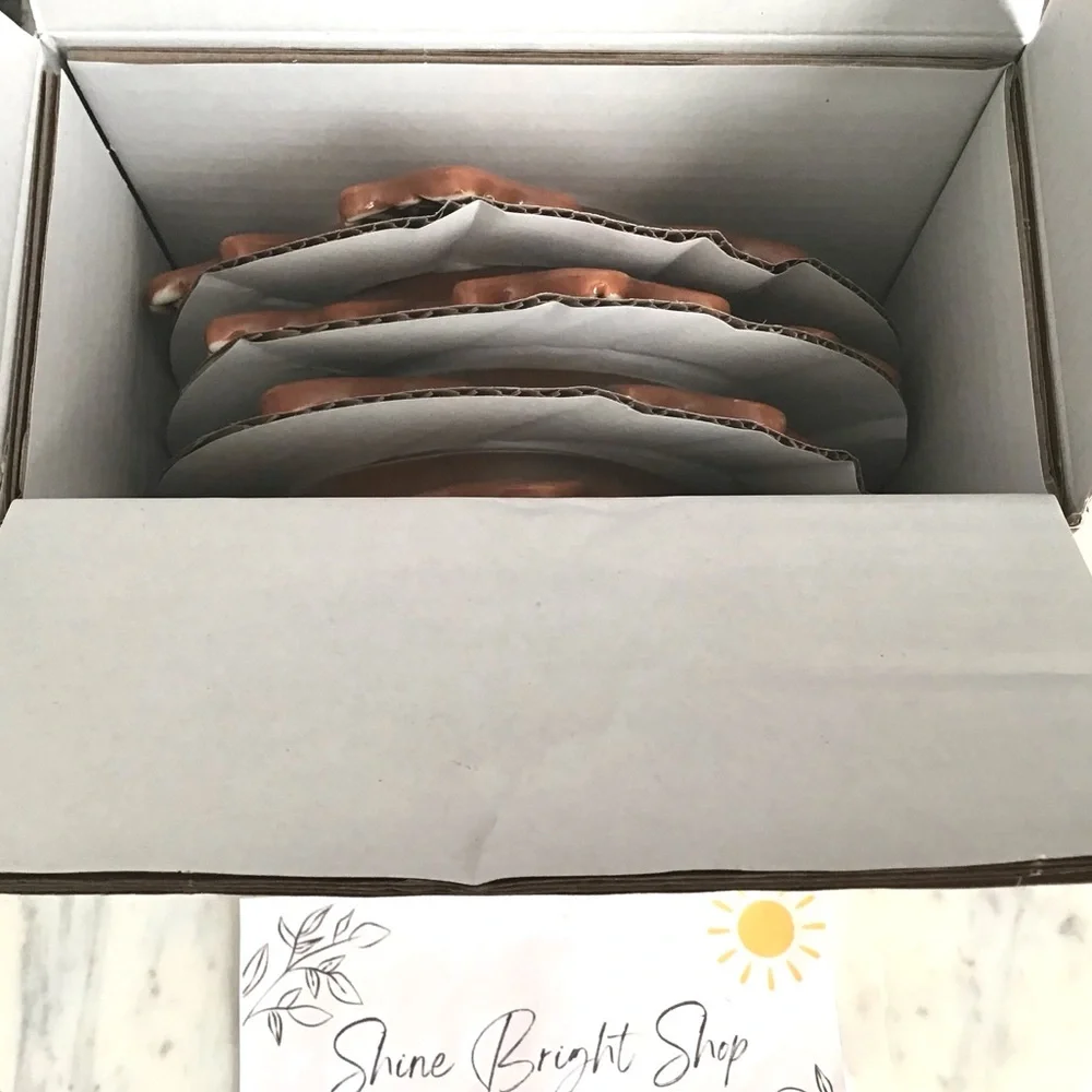 Pottery Barn Gingerbread Snowflake Plates Set Of Four New In Box